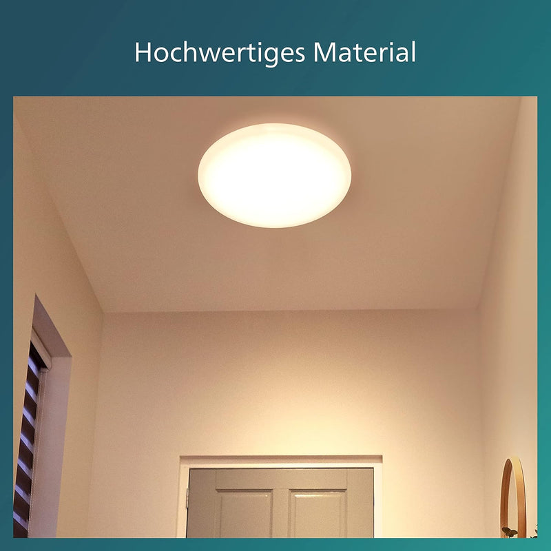Philips LED Shan Deckenleuchte mit integriertem Bewegungssensor, 12W, Weiss warmweisses Licht (2700K