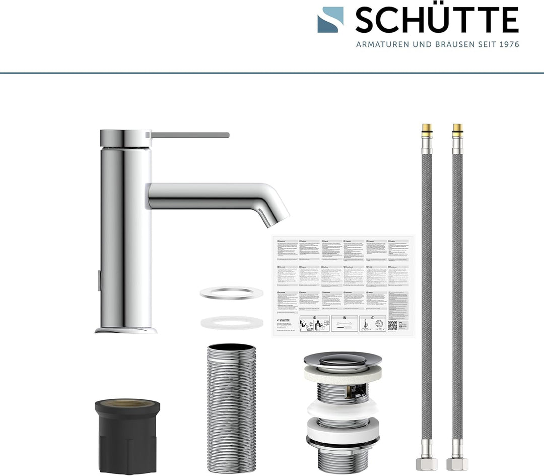 SCHÜTTE Waschtischarmatur LOS ANGELES 33100, Wasserhahn Bad mit Ablaufgarnitur, Armatur Badezimmer,
