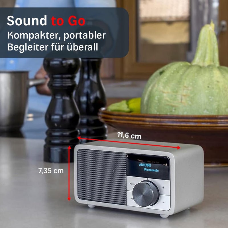 Kathrein DAB Plus Radio Mini I Digitalradio DAB+ u. UKW mit Bluetooth, Aux 3,5mm & Akku I kleines Kü