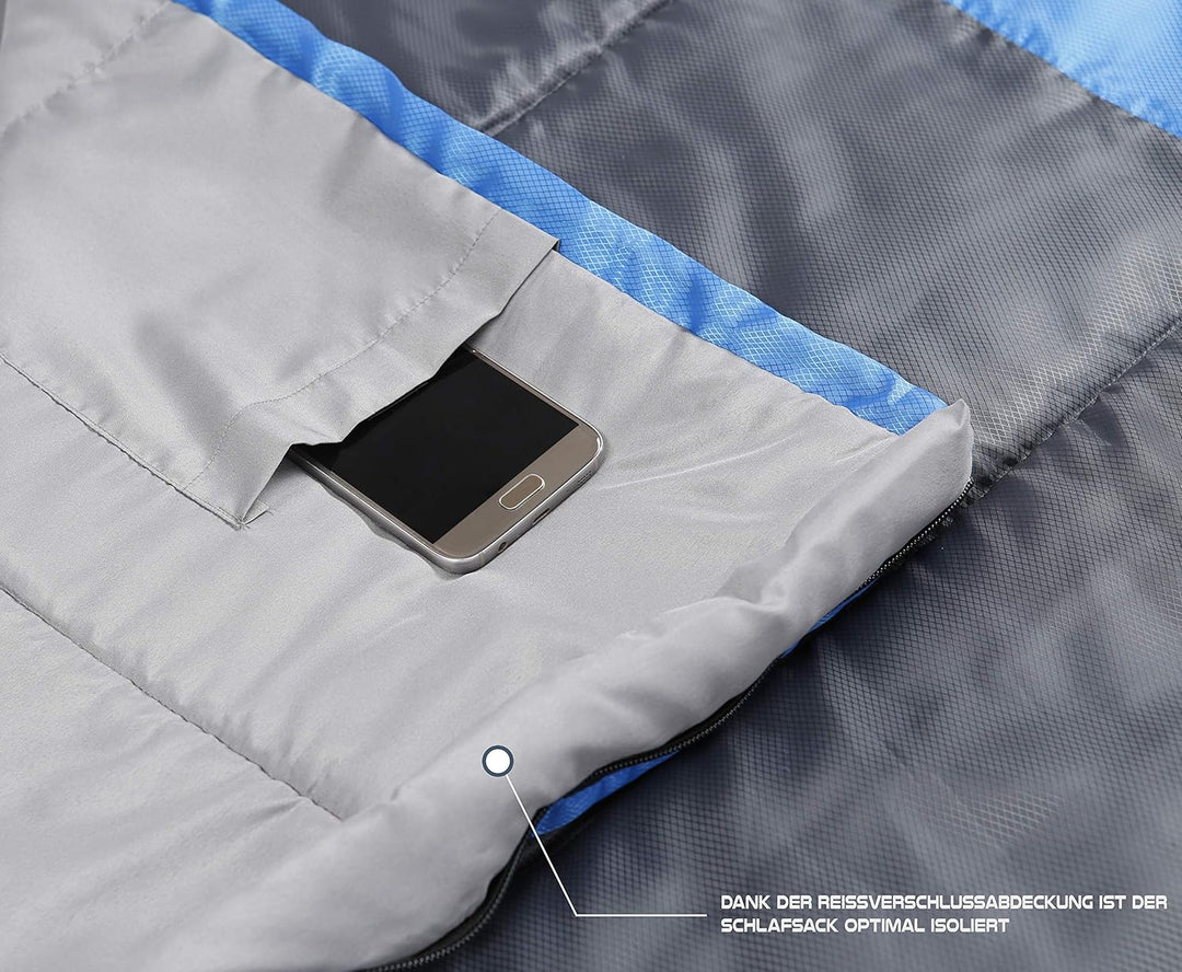 MOUNTREX Schlafsack +10°C / +20°C – Ultraleicht & Kompakt (850g) - Outdoor Sommerschlafsack - Mumien