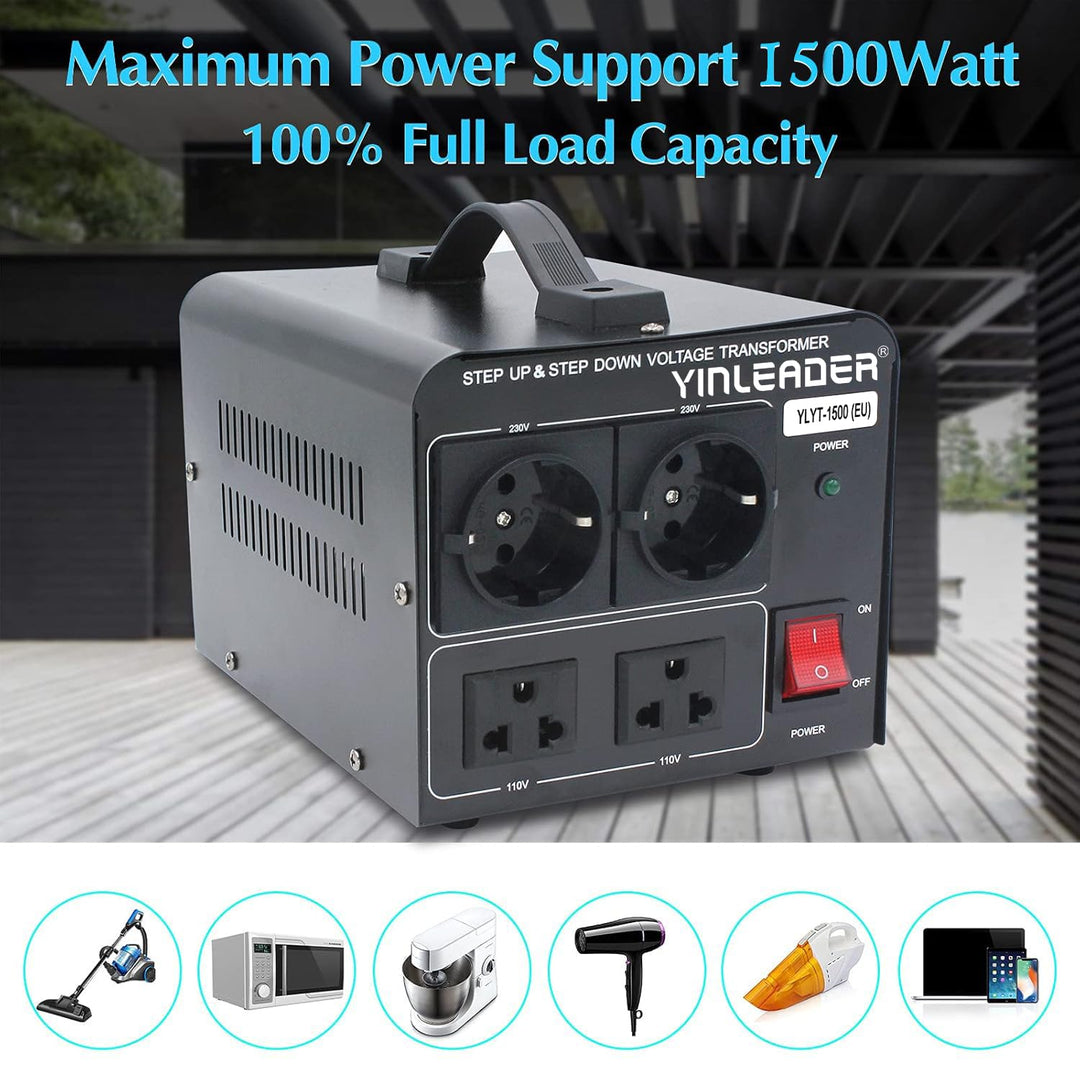 Yinleader 1500W 230V bis 110V USA Spannungswandler Ringkern-Transformator 1500 Watt - In: 110V oder