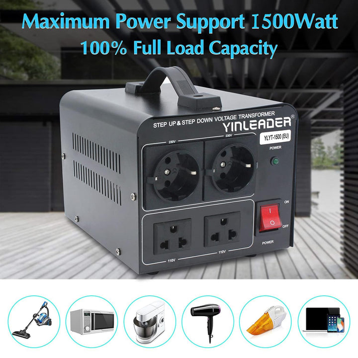 Yinleader 1500W 230V bis 110V USA Spannungswandler Ringkern-Transformator 1500 Watt - In: 110V oder