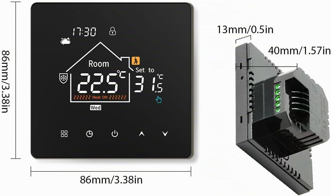 Irishom Smart Thermostat Electric Heating System Programmable Floor Temperature Controller for Home