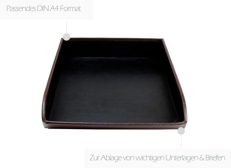 DELMON VARONE - Briefablage DIN A4 aus Premium Leder Soft Grain braun - Schreibtisch Organizer als A