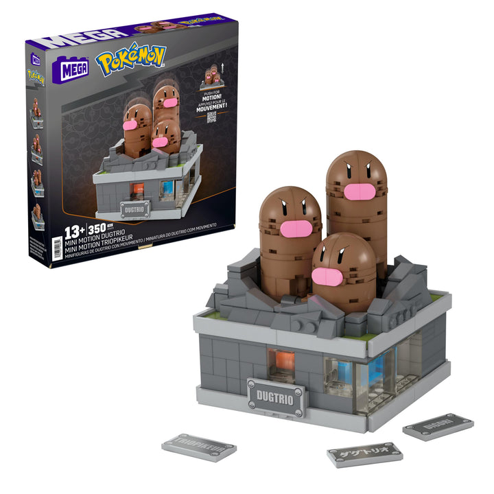 MEGA Pokémon Actionfigur-Bauset, Mini Motion-Digdri mit 350 Teilen und Auftauchbewegung, Spielzeug f