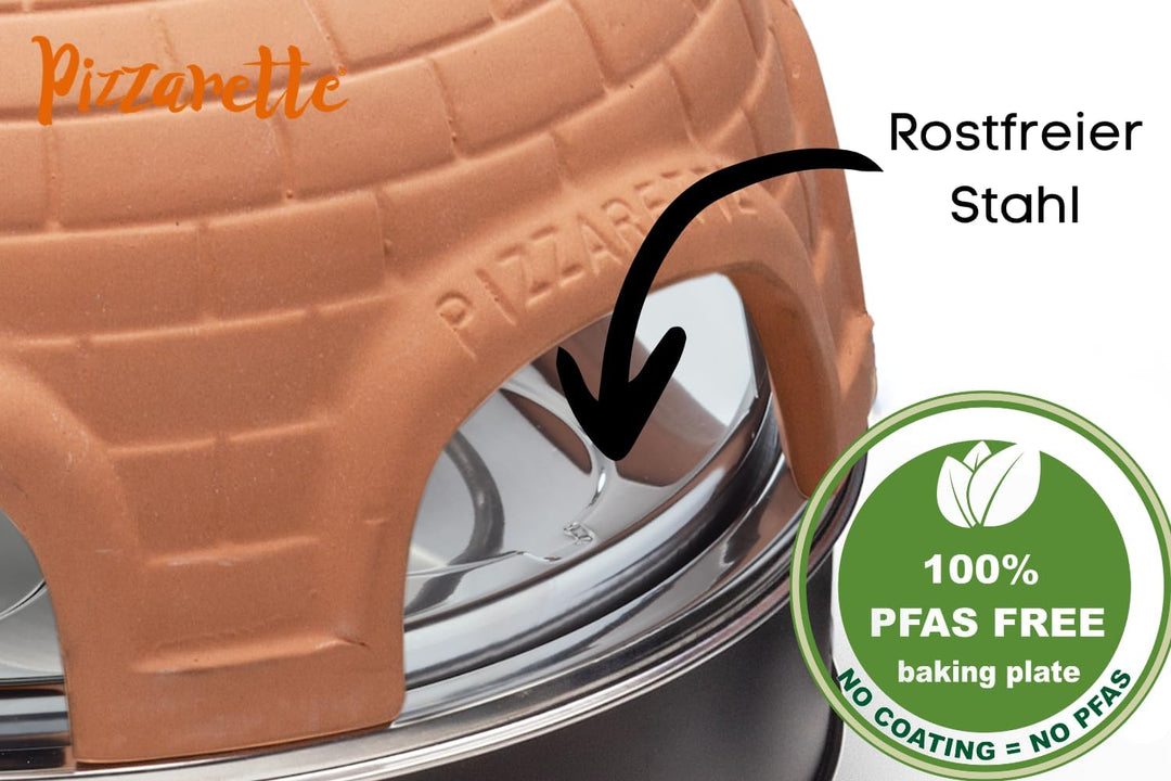 Emerio Pizzaofen, PIZZARETTE das Original, 1 handgemachte Terracotta Tonhaube, patentiertes Design,