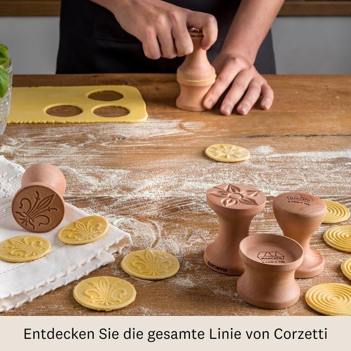 Marcato Corzetti-Stempel, Frische Pasta-Stempel, Lilienform, Massivholz, Hergestellt in Italien, Lil