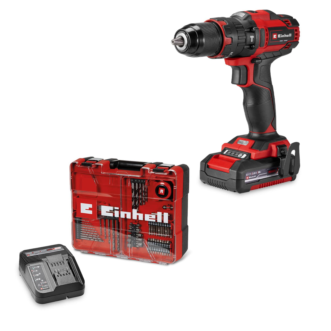 Einhell Akku-Schlagbohrschrauber-Set TE-CD 18/40 Li-i +64 (1x 2,0 Ah) Power X-Change (18 V, 40 Nm, S