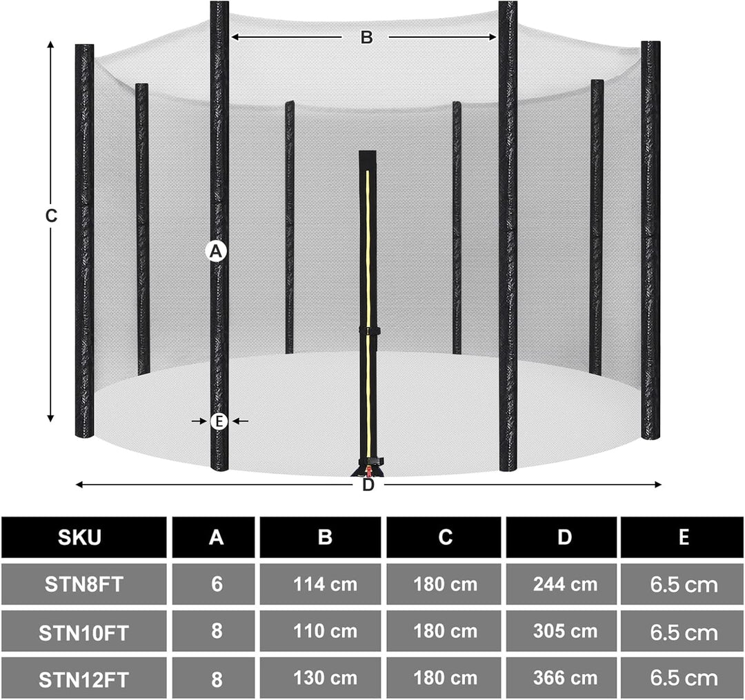 SONGMICS Trampolin Sicherheitsnetz Ø 244 305 366 cm, Ersatznetz, rundes Schutznetz für Gartentrampol