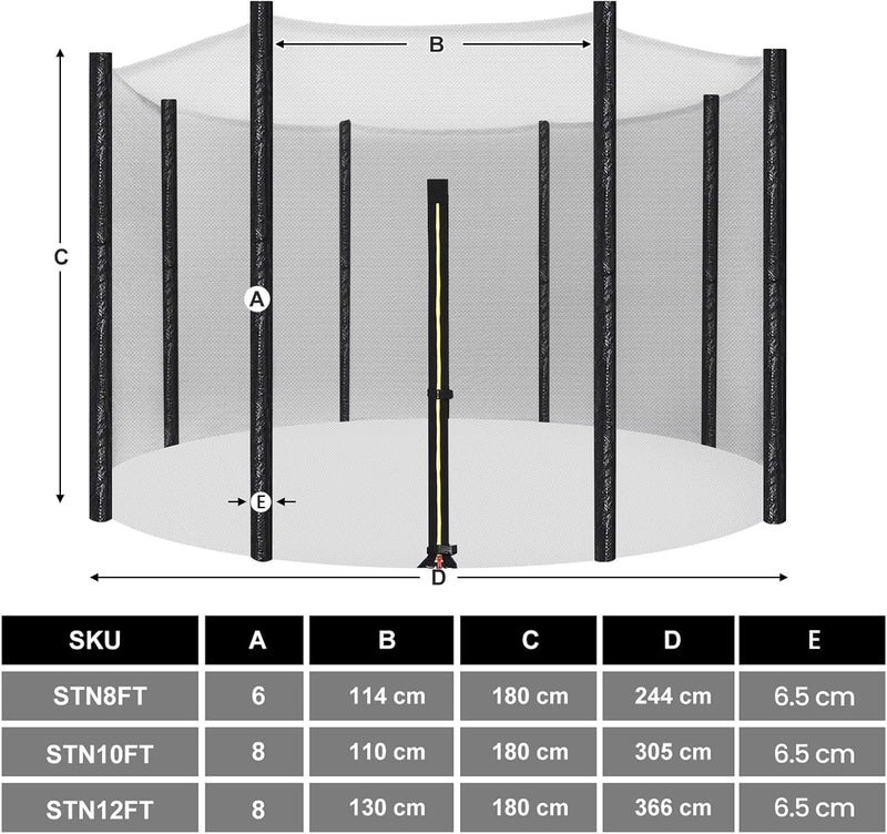 SONGMICS Trampolin Sicherheitsnetz Ø 244 305 366 cm, Ersatznetz, rundes Schutznetz für Gartentrampol