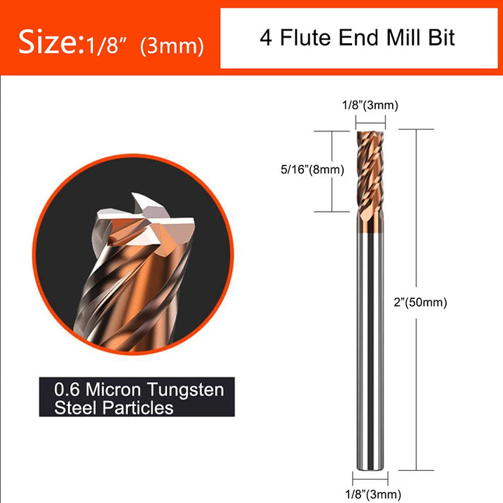 ASNOMY 5 Stück 3mm VHM Fräser Schaftfräser Hartmetal, AlTiN beschichtet 55 HRC 4 Schneiden, bohren,