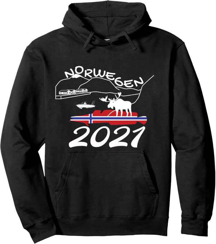 Norwegen 2021 - Leng Geschenk für Angler I Meer Elch Tour Pullover Hoodie
