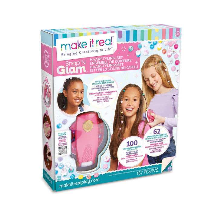 Make It Real 2901760 Snap n Glam Haarstyling-Set, DIY Styling-Kit, wiederverwendbare Haarperlen zum