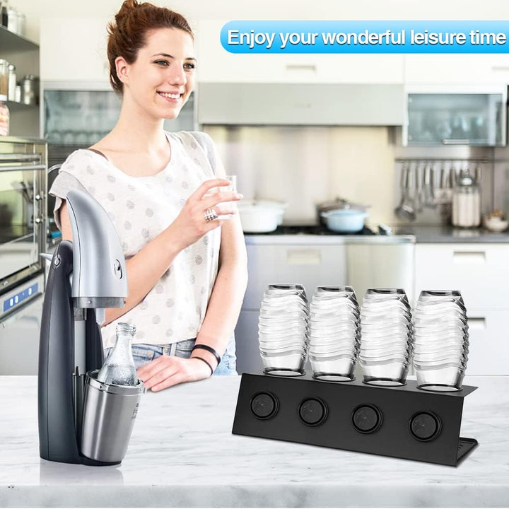 Flaschenhalter für Soda Stream 4er Flaschen Abtropfhalter aus Edelstahl Abtropfständer mit Herausneh