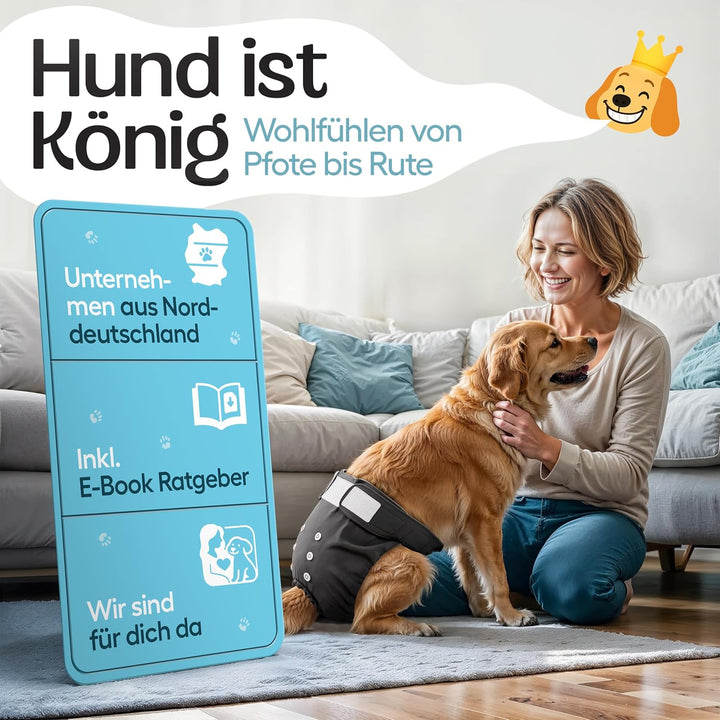HUND IST KÖNIG® Hundewindeln für Hündinnen [3 STK] Saugstarke Läufigkeitshose für Hündinnen 3-Fach j