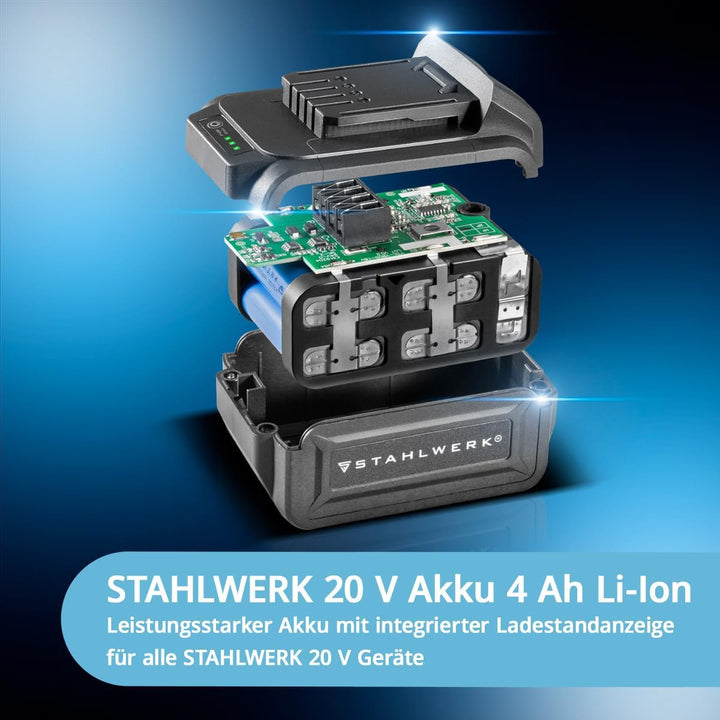 STAHLWERK Akku-Schlagbohrschrauber ASB-20 ST mit 20 Volt-System und Brushless-Technologie Akkuschrau