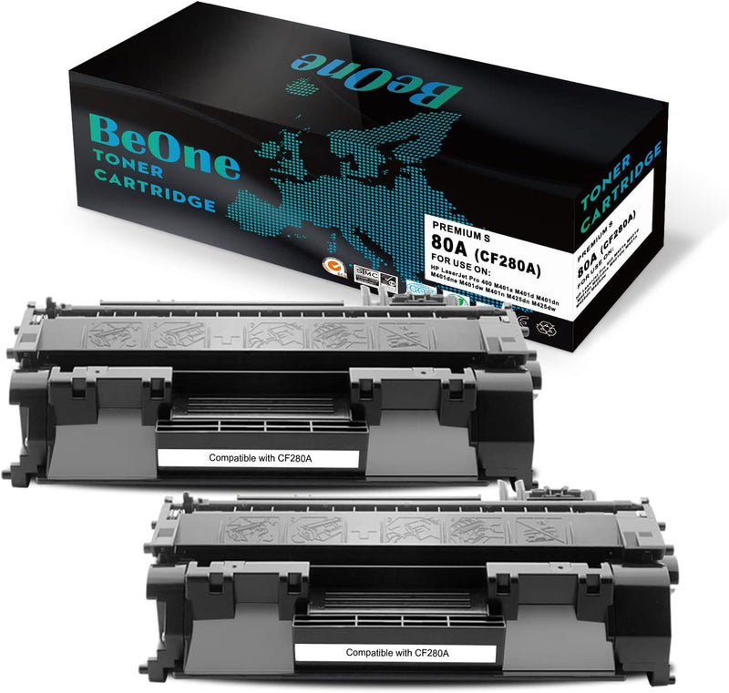 BeOne 2X 80A CF280A 80X CF280X Kompatible Tonerkartusche für HP Laserjet Pro 400 M401a M401d M401dn