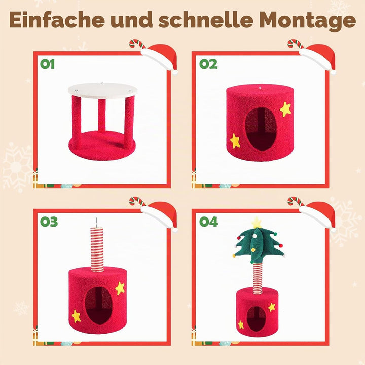 Kratzsäulen für Katzen Kratzbaum mit Dekorativem Weihnachtsbaum Katzenkratzbaum mit Katzenhöhle Inte