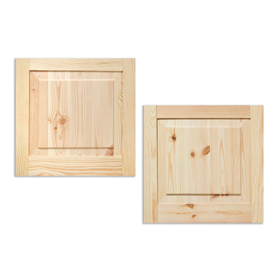 Kassettentür Schranktür Holz RUSTIKAL | 39,5 x 39,4 cm 2-er Pack Set | unbehandelte Holztür aus Kief