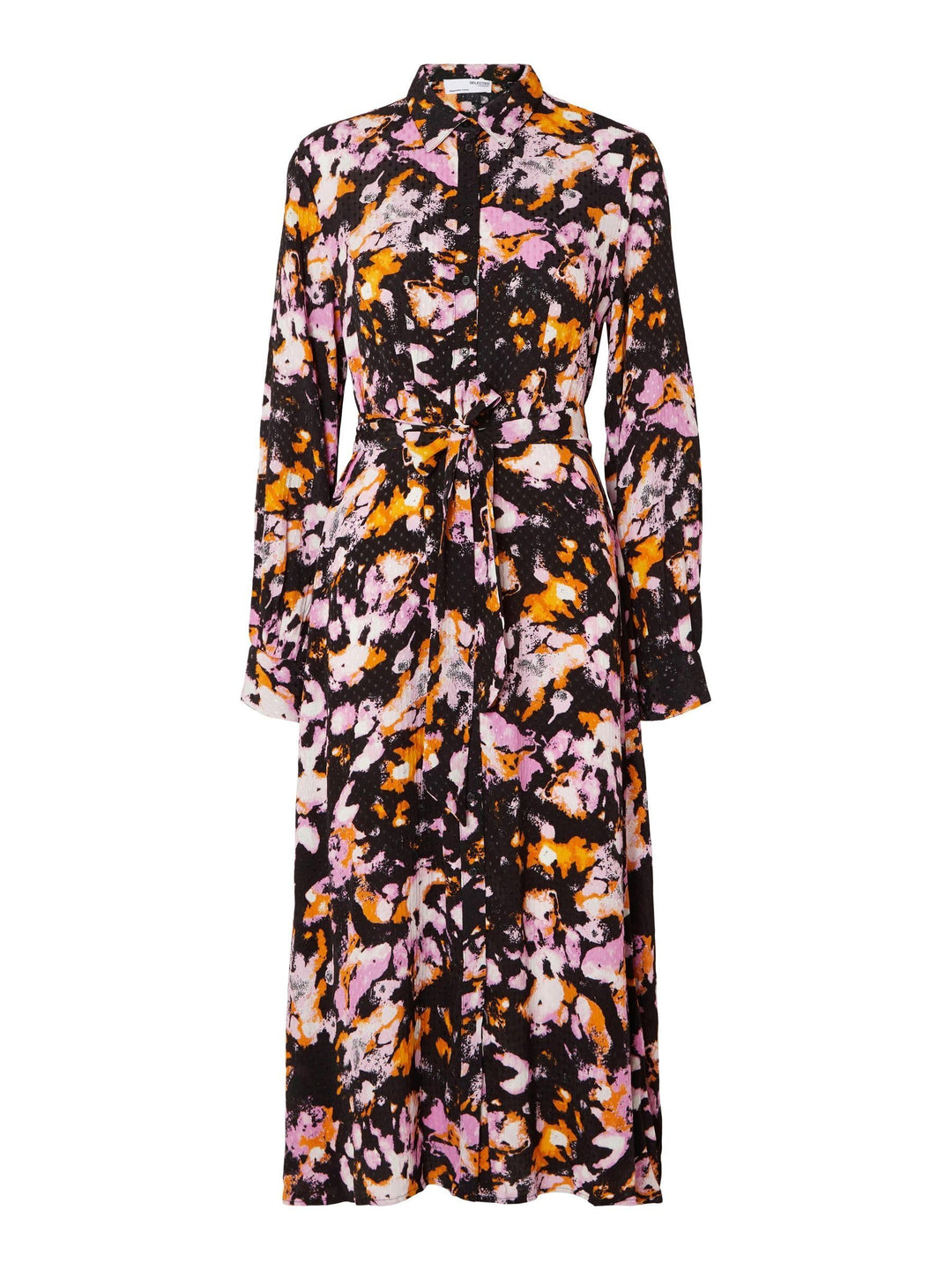 SELECTED FEMME Damen Slfirene Ls Ankle AOP Shirt Dress Noos Kleid 36 Black/Aop:aop, 36 Black/Aop:aop