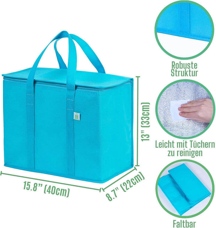 VENO 29 Liter Einkaufstasche Wiederverwendbare Faltbar Kühltasche, Gross Picknickkorb Robuste Isolie
