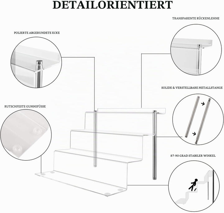 LileZbox Acryl-Display-Riser-Regal für Pops-Figuren, klarer grosser 4-Stufen-Display-Ständer zum Prä