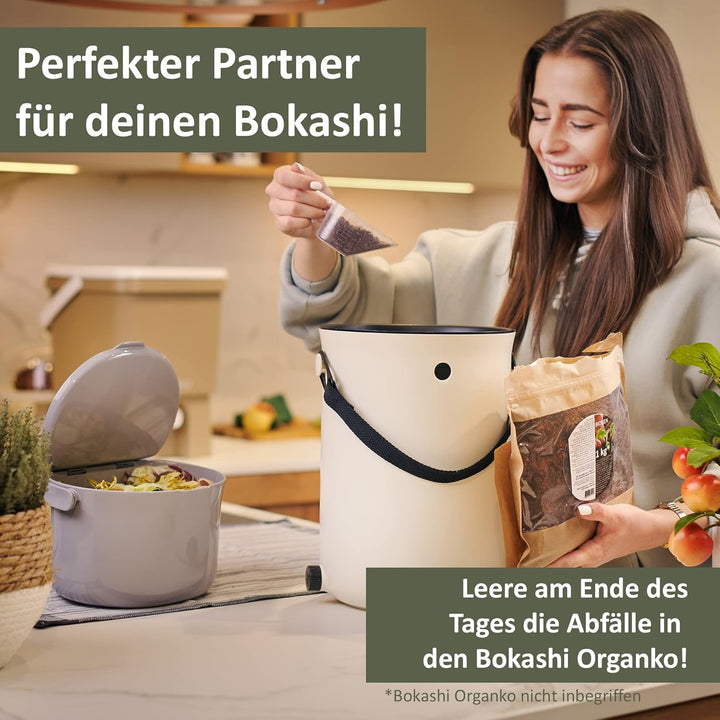 Lemodo Organko Daily hellgrau, Biomülleimer Küche 3,3 l – formschöner Komposteimer aus recyceltem Ku