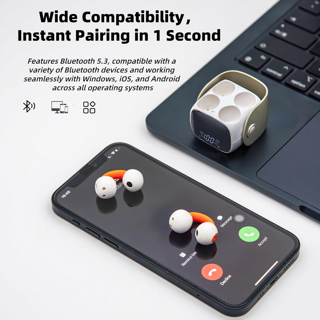 Open Ear Kopfhörer, Bluetooth 5.3 Wireless Kopfhörer, 36 Stunden Laufzeit, 4g pro Ohr, geringes Scha