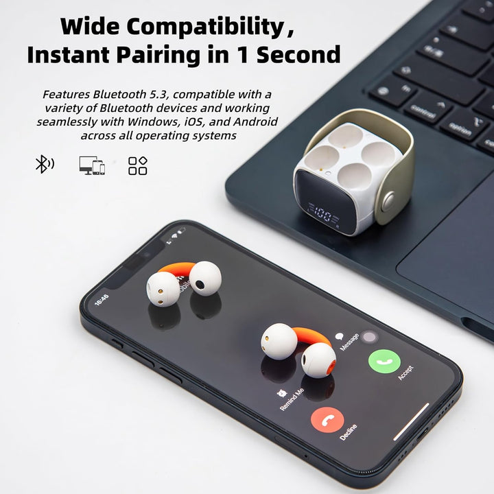 Open Ear Kopfhörer, Bluetooth 5.3 Wireless Kopfhörer, 36 Stunden Laufzeit, 4g pro Ohr, geringes Scha
