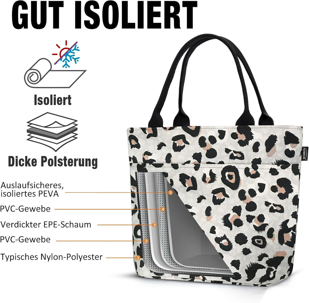 Kühltasche Klein Leicht Lunch Tasche Isoliertasche zur Arbeit Schule Faltbar Wasserdicht Reissversch