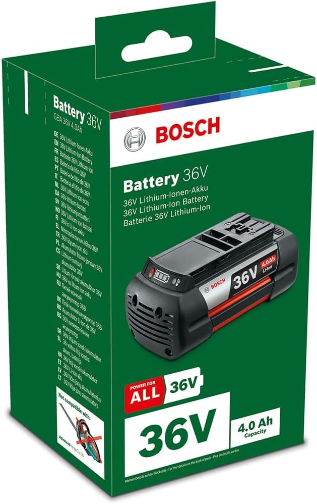 Bosch Home and Garden Lithium-Ionen Akku (36 Volt System, 4,0 Ah, im Karton), schwarz, F016800346