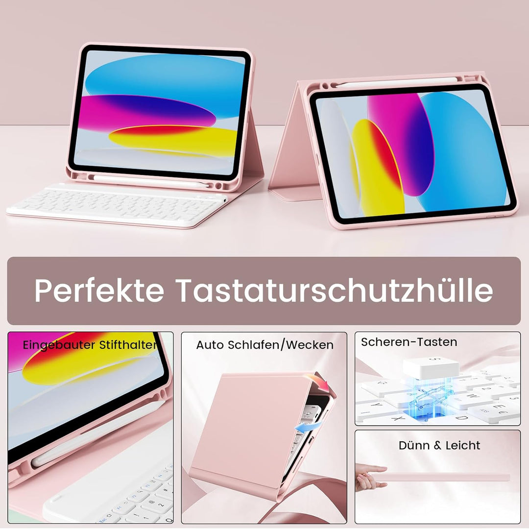 Hülle mit Tastatur für iPad Air 11 Zoll 2025 2024 (M3/M2), iPad Air 5 4 2022/2020 10,9 Zoll, Soft TP