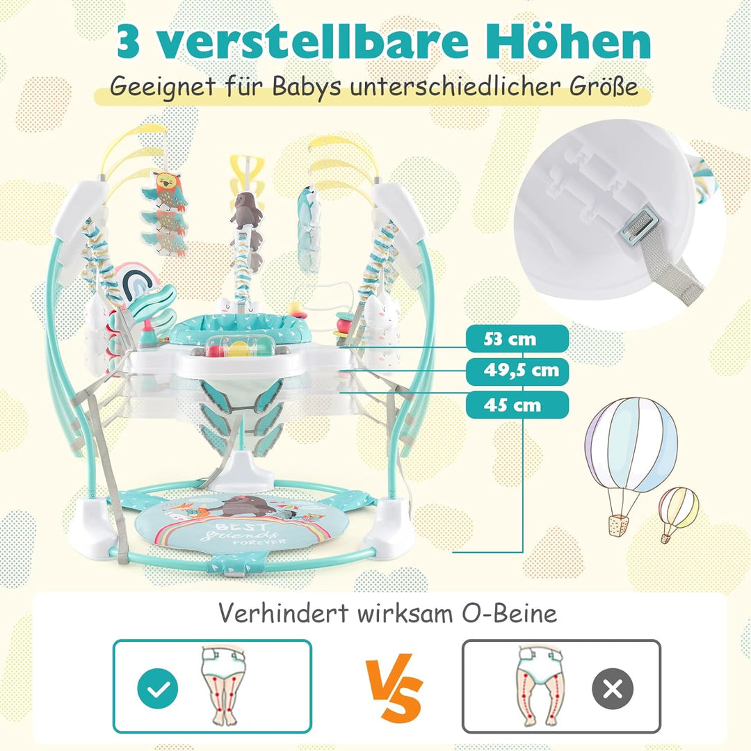 GOPLUS 3 in 1 Baby Jumperoo, Spring- und Spielcenter mit 360° drehbare Sitz, Spielzeug & Musiktablet