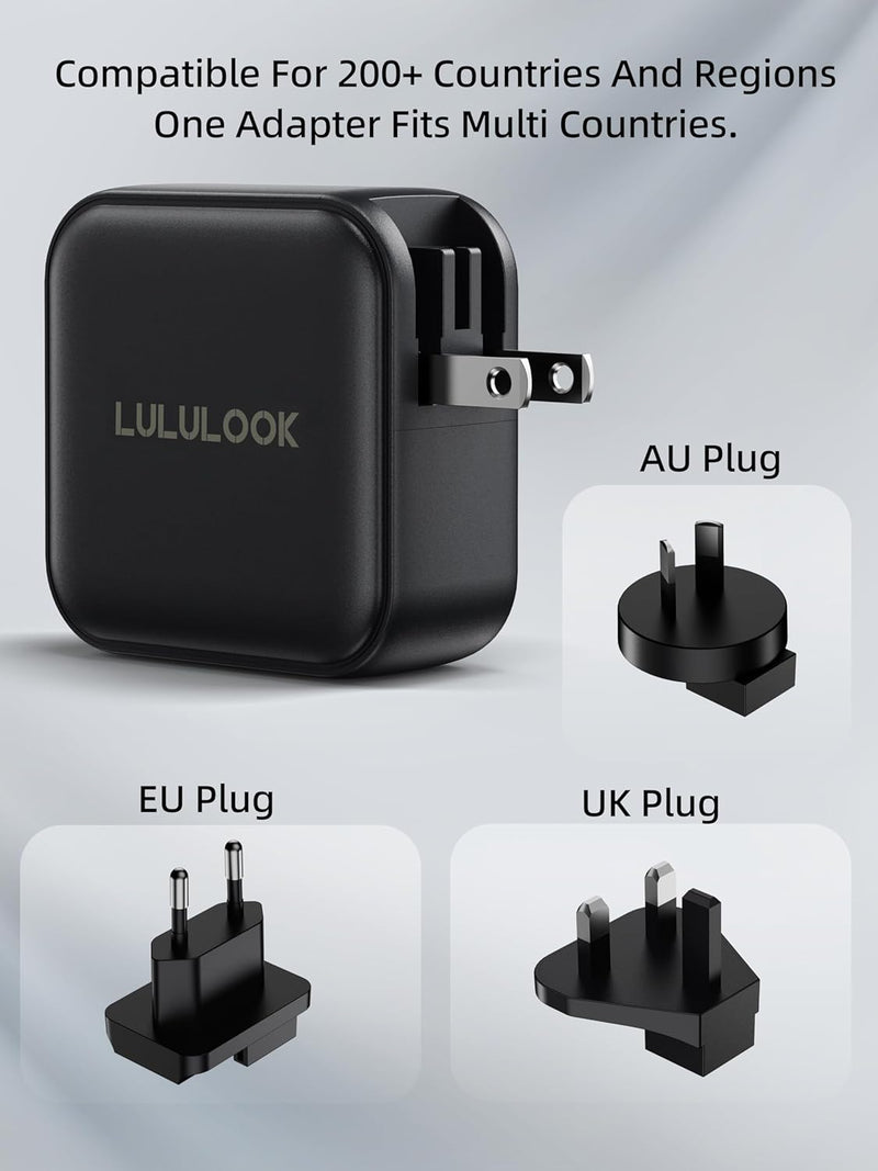 LULULOOK 100W USB C Ladegerät, USB C Netzteil 4 Ports GaN PD Schnellladegerät Universal Reisestecker