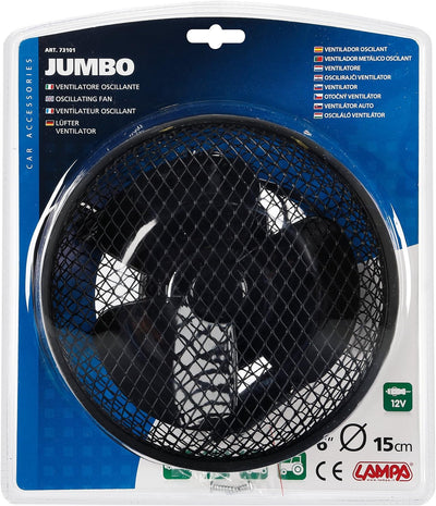 Lampa 73101 Ventilator 'Jumbo', 12V, oszillierend, 15 cm Durchmesser, Schwarz (Schwarz)