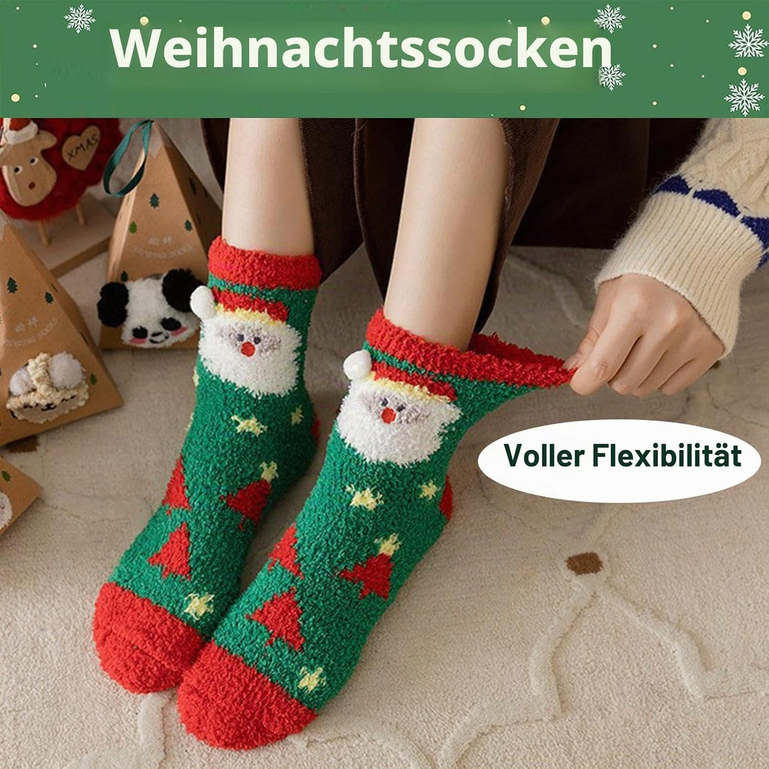5 Paar Weihnachtssocken Kuschelsocken Damen Weihnachten Socken Flauschige Socken Christmas Socks Win