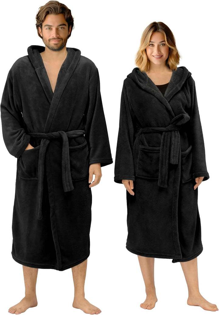 HOMELEVEL Bademantel Morgenmantel Unisex - kuschelweicher Reisebademantel Saunamantel - Mikrofaser M