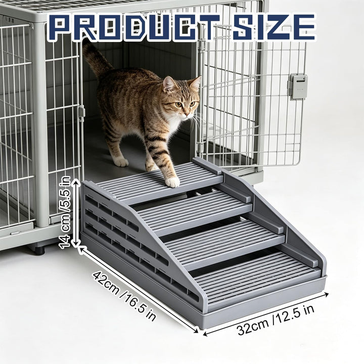 Katzenstreu Rampe mit Höhenverstellung, Faltbar Katzentreppe für Katzentoilette mit Filterfunktion,