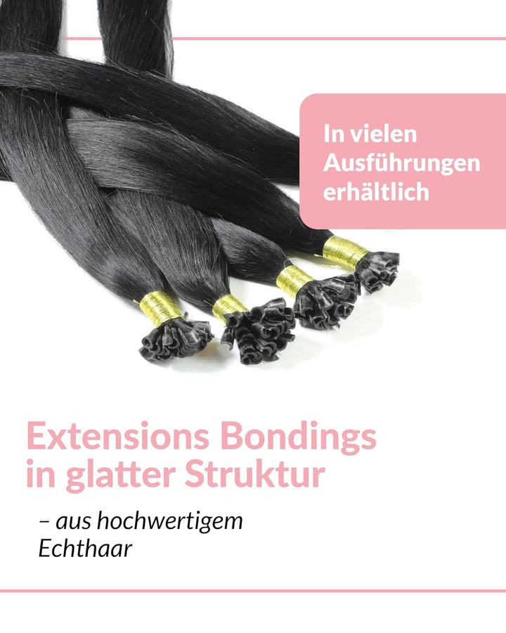 hair2heart Extensions Echthaar Bondings Glatt - 200 Strähnen 0.5g 60cm Schwarz 