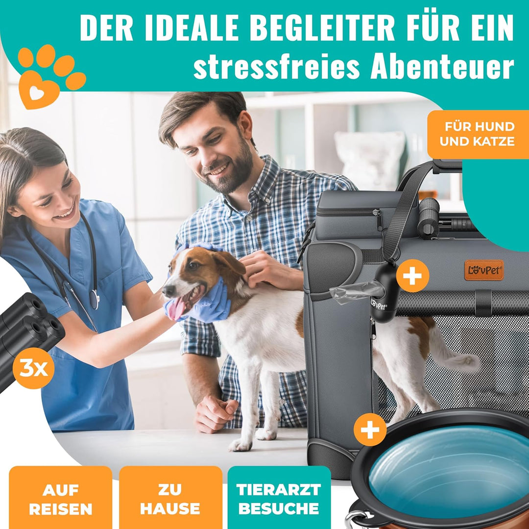 Lovpet® Transportbox Hund Katze Transporttasche XL 81,3x58,4x58,4cm | Hunde-Tragetasche Faltbare Kat