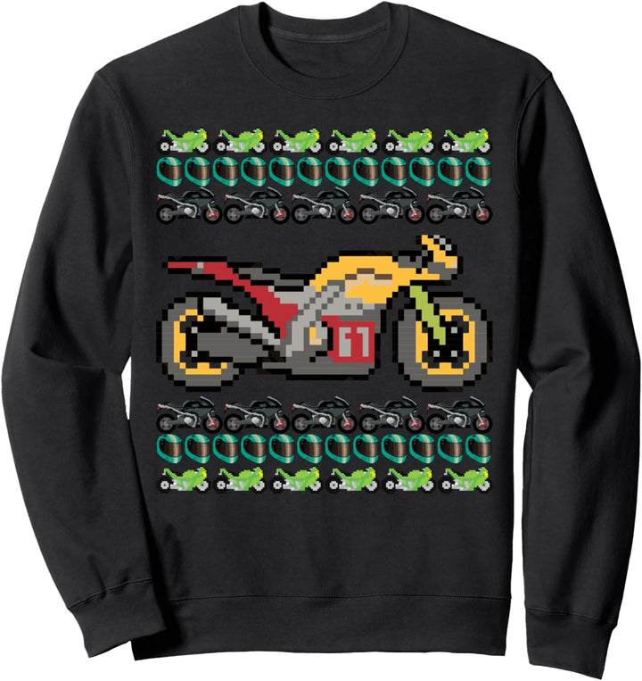 Ugly Christmas Weihnachtsfeier Motiv Motorrad Sweatshirt