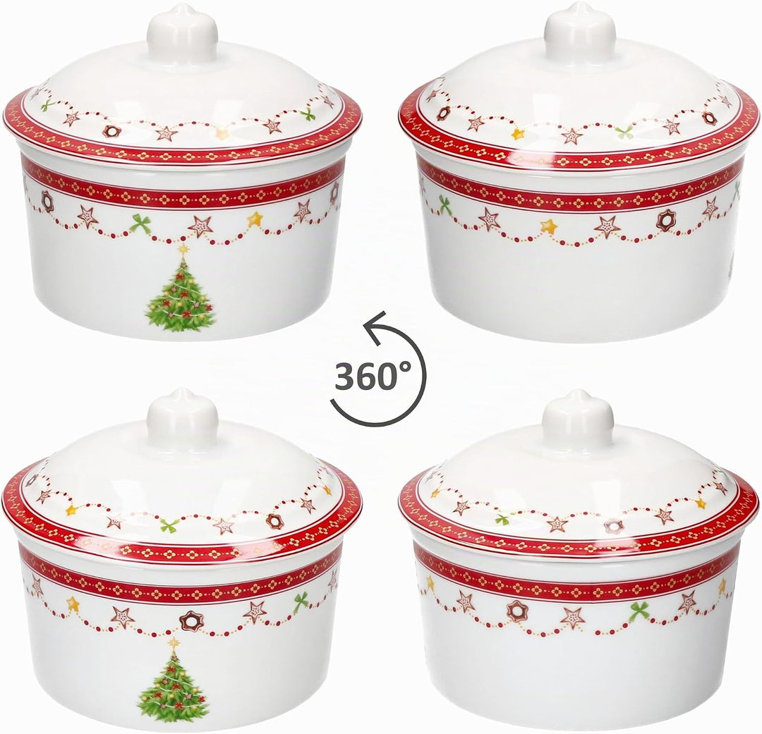 MamboCat Weihnachtstraum Gebäckdose mit Deckel I 960ml I runde Keksbox mit Weihnachtsdekor I Vorrats