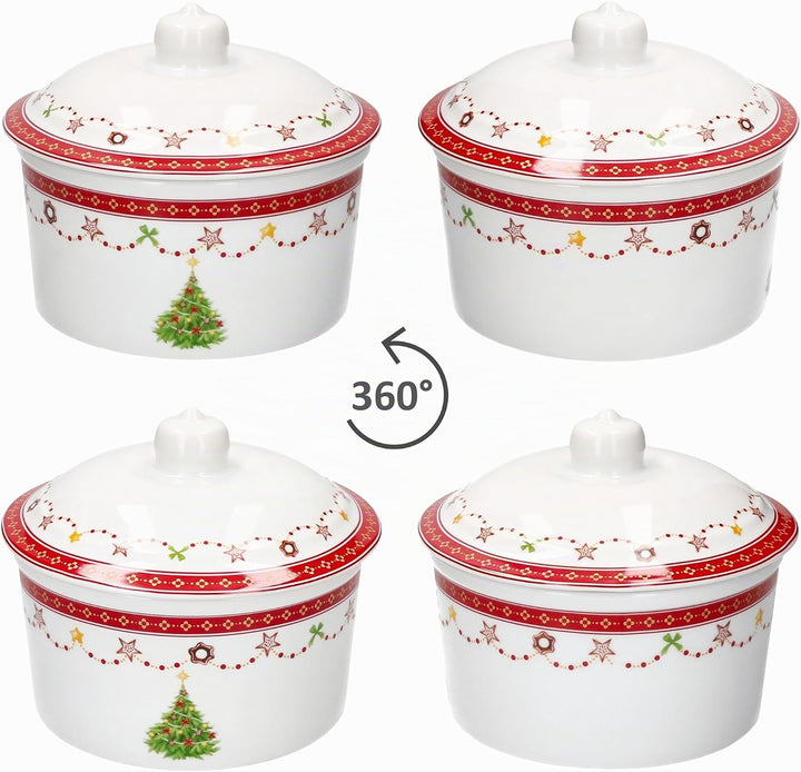 MamboCat Weihnachtstraum Gebäckdose mit Deckel I 960ml I runde Keksbox mit Weihnachtsdekor I Vorrats