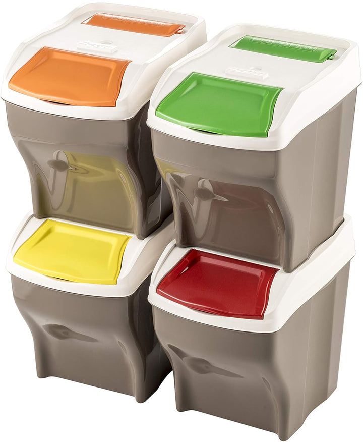 Bama Poker Plus Müllset - 4 verschiedene Teile - Modular und Praktisch - 27 Liter - Acryl - Mehrfarb