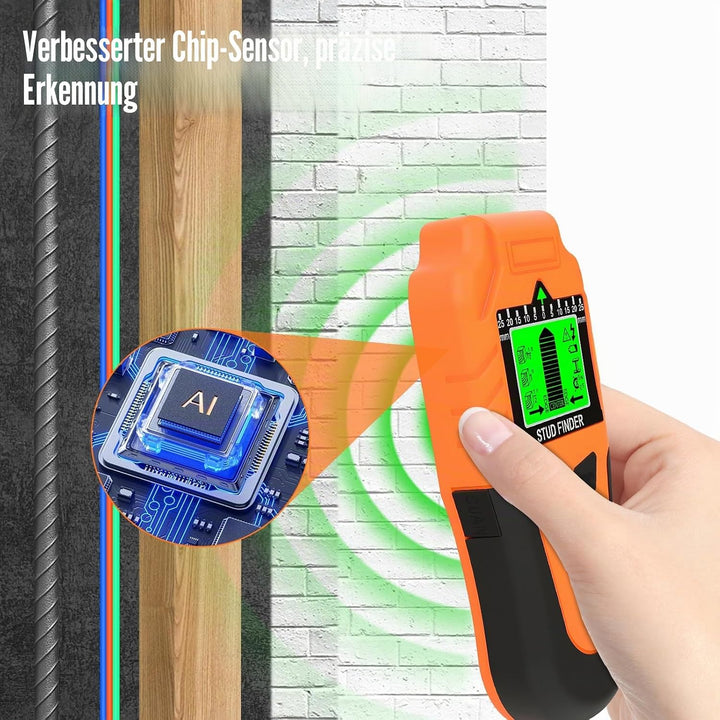 Leitungssuchgerät 6-in-1 Wandscanner – Verbesserter Balkenfinder mit LCD-Display &amp; Signalton, Präzis