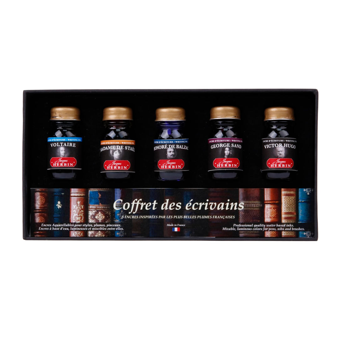 Jacques Herbin 27100T - Tintenset Schriftsteller, 5 Flakons à 10ml, 5 Tinten, ideal für Lettering, K