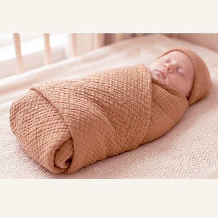 Babydecke Musselin von Nordic Coast Puckdecke Krabbeldecke Spucktuch (Karamell, 80x80cm) 80x80cm Kar