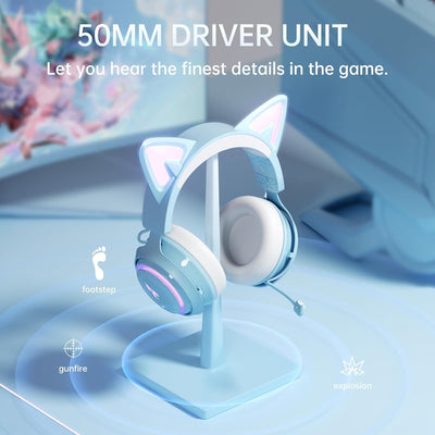 Somic Cat Ear Kopfhörer, 2.4G/Bluetooth Wireless Gaming Headset für PS5, PS4, PC mit RGB Lichtern un