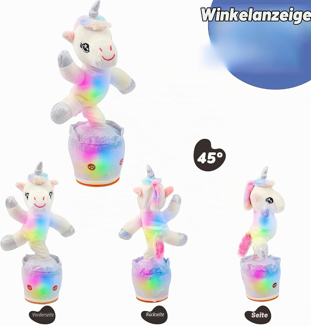 Hopearl Leuchtendes Tanzendes Einhorn Spielzeug Wiederholt Gesagtes Sprechendes Spielzeug Wackeln Si