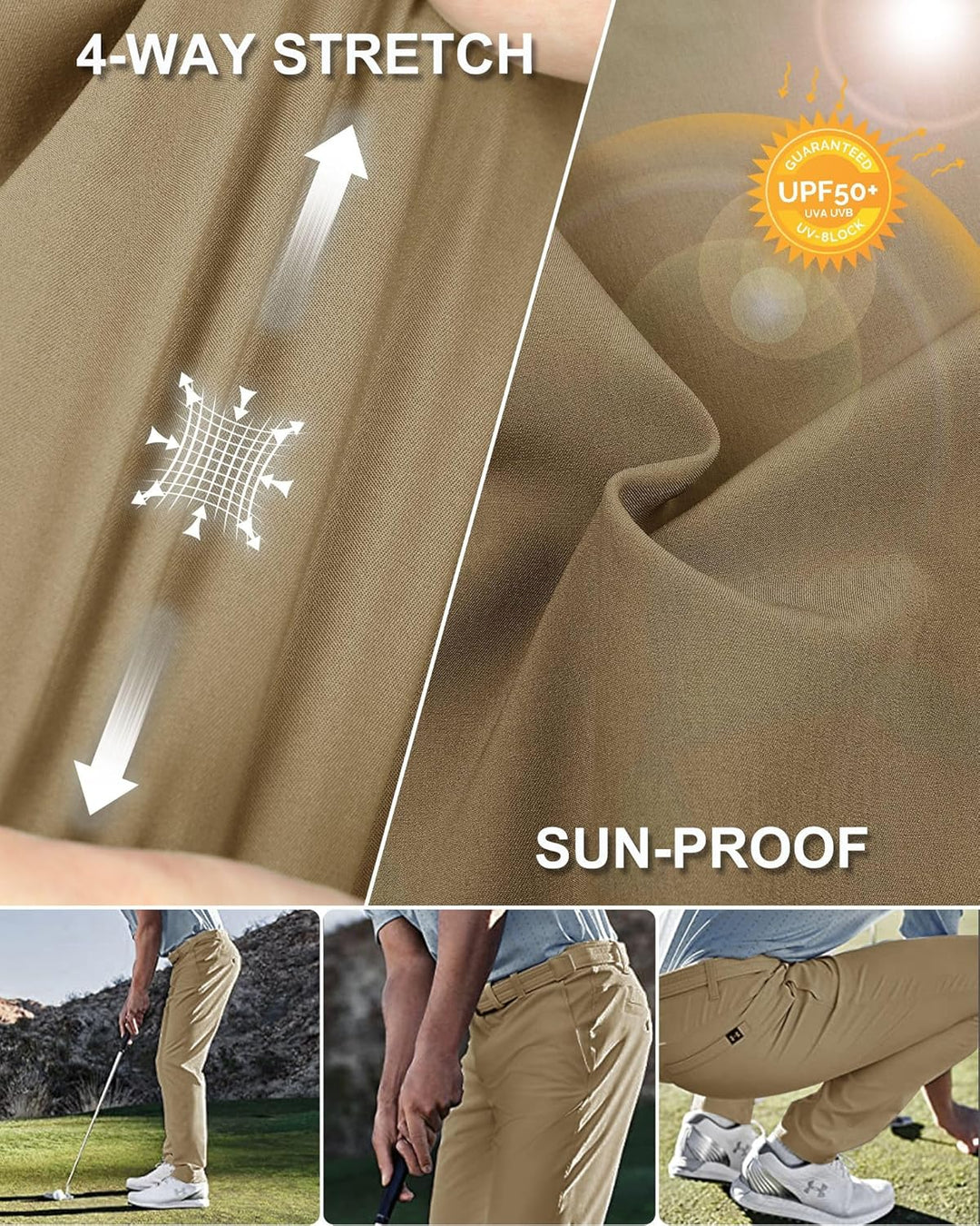 33,000ft Herren Golfhosen Atmungsaktive Stretch Hose für Männer Schnelltrockende Stretch Lange Golfh